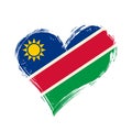 Namibian flag heart-shaped grunge background. Vector illustration.