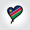 Namibian flag heart-shaped hand drawn logo. Vector illustration.