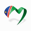 Namibian flag heart-shaped wavy ribbon. Vector illustration.
