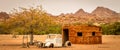 A namibian hut and a broken car - Poverty in Africa