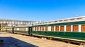 Namibian passenger train standing on the rails ready for departure, Windhoek train station, Namibia