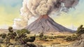 Namibian Volcano Erupting Steam In Brian Bolland And Dave Coverly Style