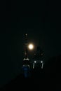 Namsan cable car at night with moon shining behind the tower in Seoul, Korea Royalty Free Stock Photo