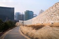 Namsan park with city buildings