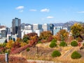 Namsan Park and view of modern district in Seoul Royalty Free Stock Photo