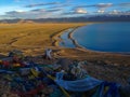 Namtso or Lake Nam Heavenly Lake is a mountain lake on border between Damxung and Baingoin County in Tibet Autonomous Region Royalty Free Stock Photo