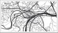 Namur Belgium City Map in Black and White Color. Outline Map