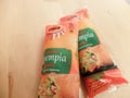 Two Loempia package of Mora brand. Loempia is an asian fried spring rolls, egg rolls Royalty Free Stock Photo