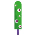 CUTE GREEN POPSICLE WITH ZOMBIE EYES KAWAII FOR HALLOWEEN Royalty Free Stock Photo