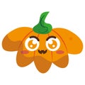 CUTE ORANGE PUMPKIN ANGRY KAWAII FOR HALLOWEEN Royalty Free Stock Photo
