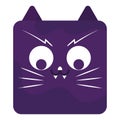 CUTE PURPLE ANGRY CAT WITH FANGS CANDY KAWAII FOR HALLOWEEN Royalty Free Stock Photo