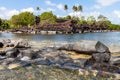 Nan Madol prehistoric ruined stone city. Ancient walls on coral islands and canals in lagoon of Pohnpei, Micronesia, Oceania. Royalty Free Stock Photo