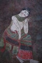 Mural paintings of women from the ancient period at Phumin Temple, a famous temple in Nan Province, Thailand