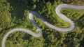 Nan, Thailand. Aerial view of Beautiful sky road over top of mountains with green jungle. Road trip on curve road in mountain. Royalty Free Stock Photo