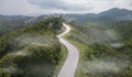 Nan, Thailand. Aerial View Of Beautiful Sky Road Over Top Of Mountains With Green Jungle. Road Trip On Curve Road In Mountain.