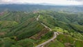 Nan, Thailand. Aerial view of Beautiful sky road over top of mountains with green jungle. Road trip on curve road in mountain. Royalty Free Stock Photo