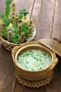 Nanakusagayu, rice porridge with seven herbs, Japanese traditional custom