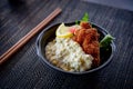 Nanban Chicken Katsu fried chicken appetizer in the traditional Japanese ramen restaurant Royalty Free Stock Photo