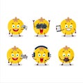 Nance fruit cartoon character are playing games with various cute emoticons Royalty Free Stock Photo