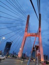 Nanchang bayi bridge in night time. Royalty Free Stock Photo