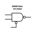 NAND gate (tri-state). electronic symbol of open switch Illustration of basic circuit symbols. Electrical symbols.