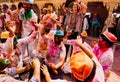 Young men dance during Holi Festival in India