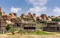 Nandi Monolith temple in its environment, Hampi, Karnataka, India