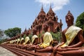 Massive buddha alignment at the Khao Aong Khar temple around Nang Rong, Buriram, Thailand.