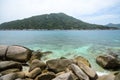 Nang Yuan Island, kho tao, with blue sea and rock beach