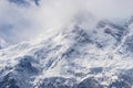 Nanga Parbat mountain peak in cloudy day, Fairy Meadow, Pakistan Royalty Free Stock Photo