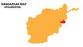 Nangarhar State and regions map highlighted on Afghanistan map