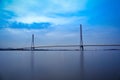 Nanjing cable stayed bridge in nightfall Royalty Free Stock Photo