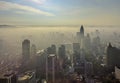 Nanjing city with sunrise and morning mist