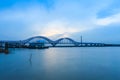 Nanjing railway yangtze river bridge at dusk Royalty Free Stock Photo
