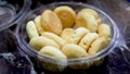 Nankhatai sweet biscuits carefully packed in a plastic container in Delhi