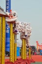 nanning, China October 22, 2011 : a dazzling show of white lions dancing on a pole in front of the audience