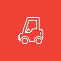 Nano Car Line Icon On Red Background. Red Flat Style Vector Illustration