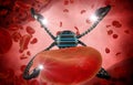 Nano robot and blood cell injection. Medical concept anatomical future Royalty Free Stock Photo