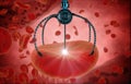 Nano robot and blood cell injection. Medical concept anatomical future