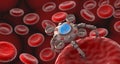 Nano robot in blood vessel,medical concept,3d render Royalty Free Stock Photo