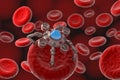 Nano robot in blood vessel,medical concept,3d render