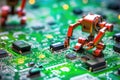 nano robots navigating on a circuit board