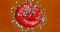 Nano robots, particles swarming around a cell. 3d rendering illustration view 3