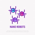 Nano robots thin line icon. vector illustration