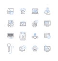 Nano-scale line icons collection. Nanoparticles, Nanotechnology, Molecular, Atom, Quantum, Microscopic, Tiny vector and