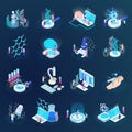 Nano Technology Isometric Icons