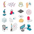 Nano Technology Isometric Icons Set