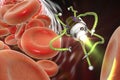 Nanobot in blood, nanotechnology medical concept