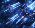 Nanobots administering a vaccine showcasing a futuristic approach to immunization with microscopic precision and efficiency