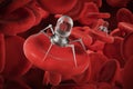 Nanobots repairing a blood cell, futuristic medicine and technology